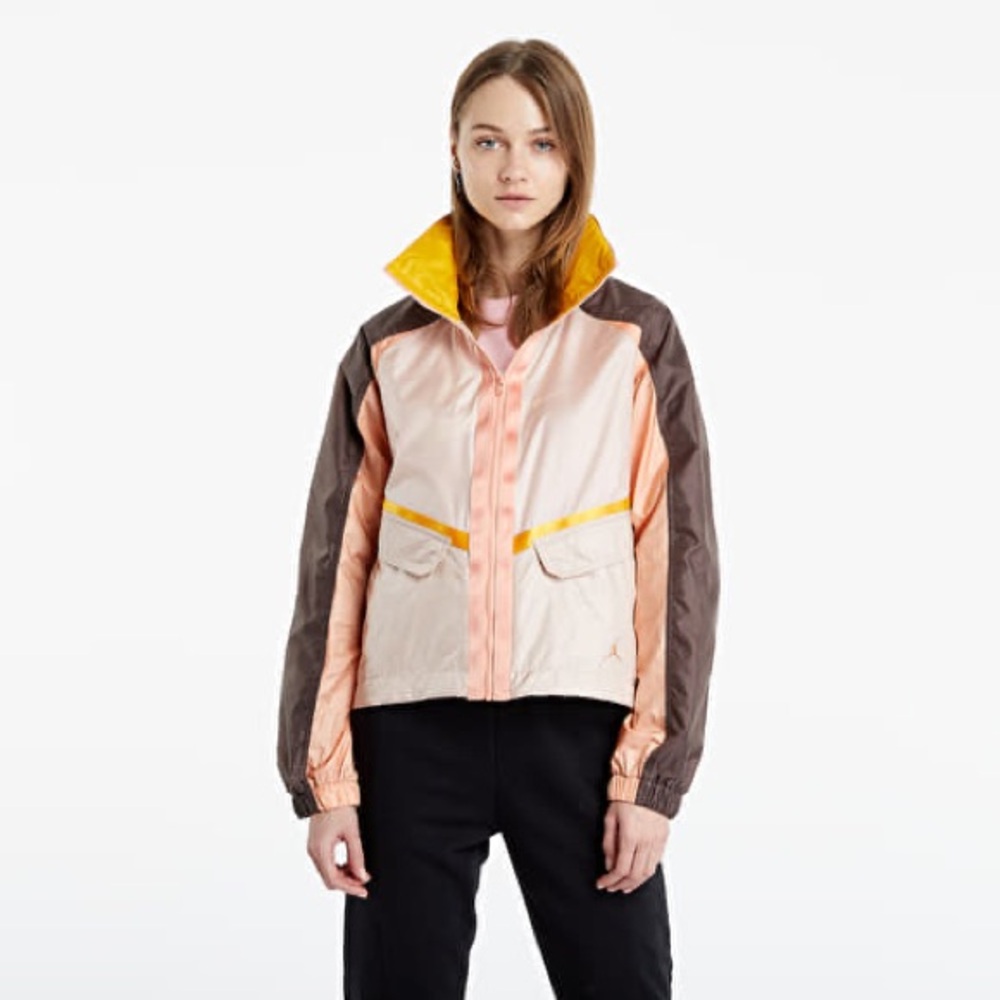 Jordan Women's Pink and Brown Bomber Jacket